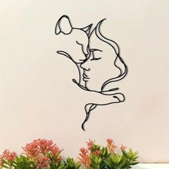 Girl and Cat Wall Decoration for Cat Lovers