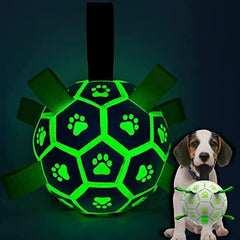 Glow in The Dark Dog Toys Soccer Ball with Straps