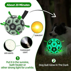 Glow in The Dark Dog Toys Soccer Ball with Straps