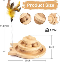 Interactive Kitten Toy Roller Tracks with Wooden Moving Balls Catnip Pet Play Toy