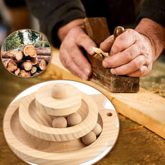 Interactive Kitten Toy Roller Tracks with Wooden Moving Balls Catnip Pet Play Toy