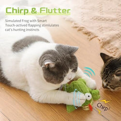 Lifelike Frog chrip Interactive Cat Toys for Indoor Cats