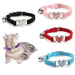 Lovely Heart with Bell Design Cat Collar