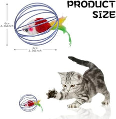 Metal Cage with Colourful Plush Mouse Toys