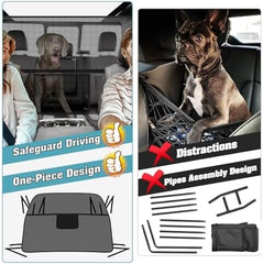 One-Piece Escape-Proof Back Seat Mesh Dog Car Net Barrier Black