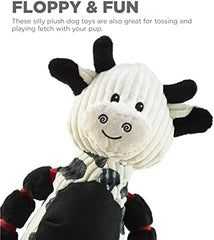 Outward Hound Thunda Tugga Cow Plush & Squeaky Dog Tug Toy