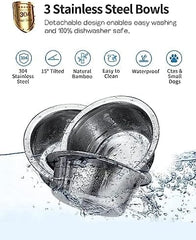 Raised Tilted Cat Bowl Stand Set with 3 Bowl