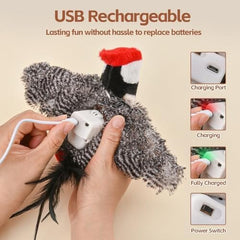 Rechargeable Chirping Flapping Bird (no Flying) with Catnip for Indoor Cats