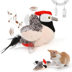 Rechargeable Chirping Flapping Bird (no Flying) with Catnip for Indoor Cats