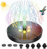 Solar Powered Water Fountains with Color LED Lights 7 Nozzles & 4 Fixers for Garden Small Pond Outdoor Swimming Pool Fish Tank