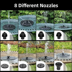 Solar Powered Water Fountains with Color LED Lights 7 Nozzles & 4 Fixers for Garden Small Pond Outdoor Swimming Pool Fish Tank