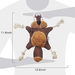 Sturdy Squirrel Interactive Pet Toy Rope Knots Puppy Chew Teething Toys