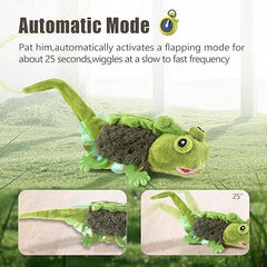 Touch Activated Flapping Chirping Lizard Kitten Toy with Catnip for Indoor Cats