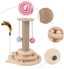 Two-Layer Cat Toy with Turntable-Interactive Track Balls