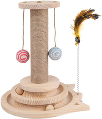 Two-Layer Cat Toy with Turntable-Interactive Track Balls