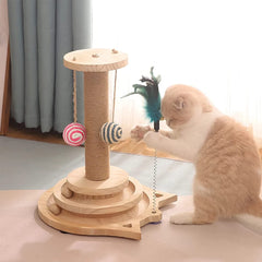 Two-Layer Cat Toy with Turntable-Interactive Track Balls