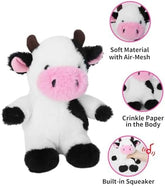 White Cow Plush Dog Toy with Crinkle Paper Stuffed Cow