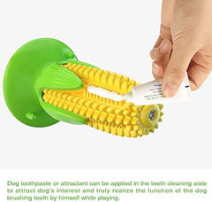 Yellow Corn Dog Squeaky Chew Toy with Suction