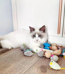 18-Pack Plush Catnip-Filled Mice Toys for Indoor Cats
