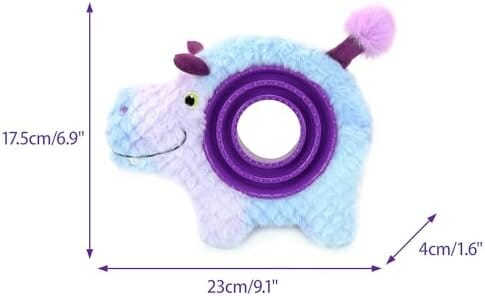 2-in-1 Dog Interactive Squeaky Plush Toy Hippo with Slow Feeder Bowl