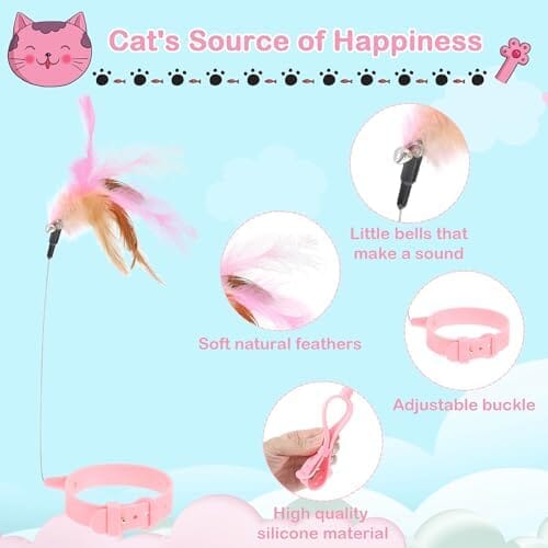 2Pcs Cat Collar Toy Adjustable Cat Feather Neck Collar Toy