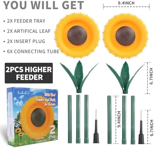 2pcs Sunflower Standing Bird Feeder Outdoor