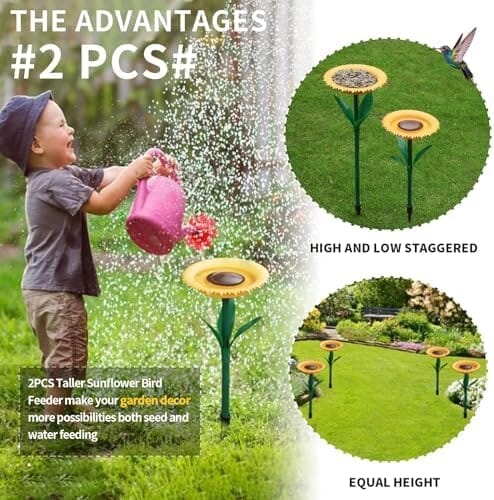 2pcs Sunflower Standing Bird Feeder Outdoor
