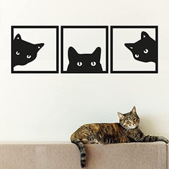 3-Piece Black Cat Art - Wooden Cat Silhouette Decor