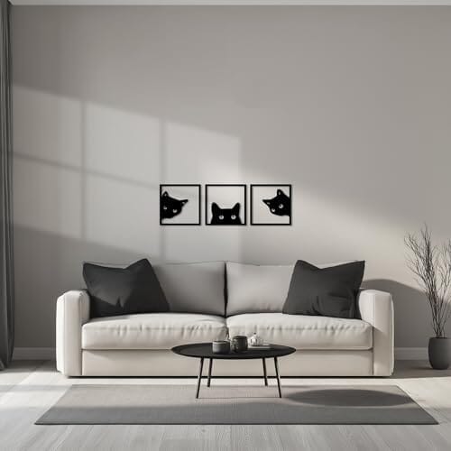 3-Piece Black Cat Art - Wooden Cat Silhouette Decor
