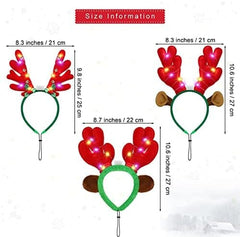 3 Pieces Light up Pet Christmas Headbands LED