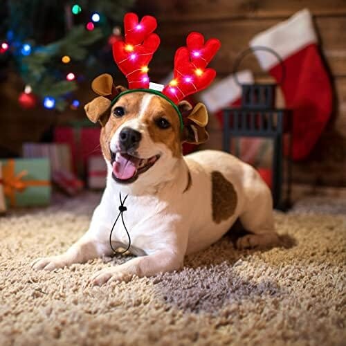 3 Pieces Light up Pet Christmas Headbands LED