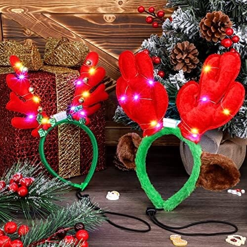 3 Pieces Light up Pet Christmas Headbands LED