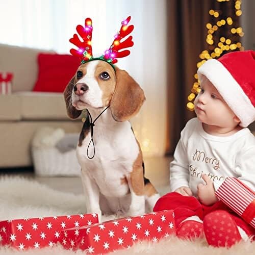 3 Pieces Light up Pet Christmas Headbands LED