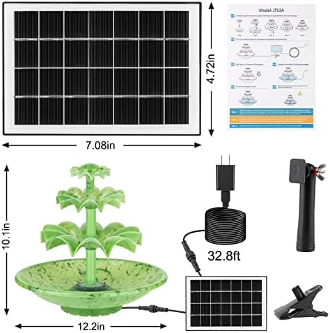 3 Tier DIY Solar Fountain with 24-Hours Working and Lights