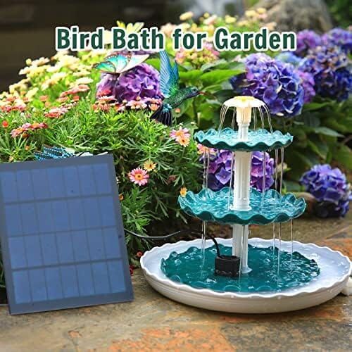 3 Tiered Bird Bath with 3.5W Solar Pump DIY Solar Fountain