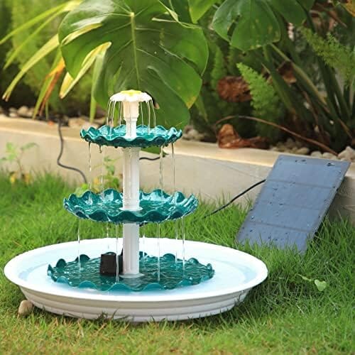 3 Tiered Bird Bath with 3.5W Solar Pump DIY Solar Fountain