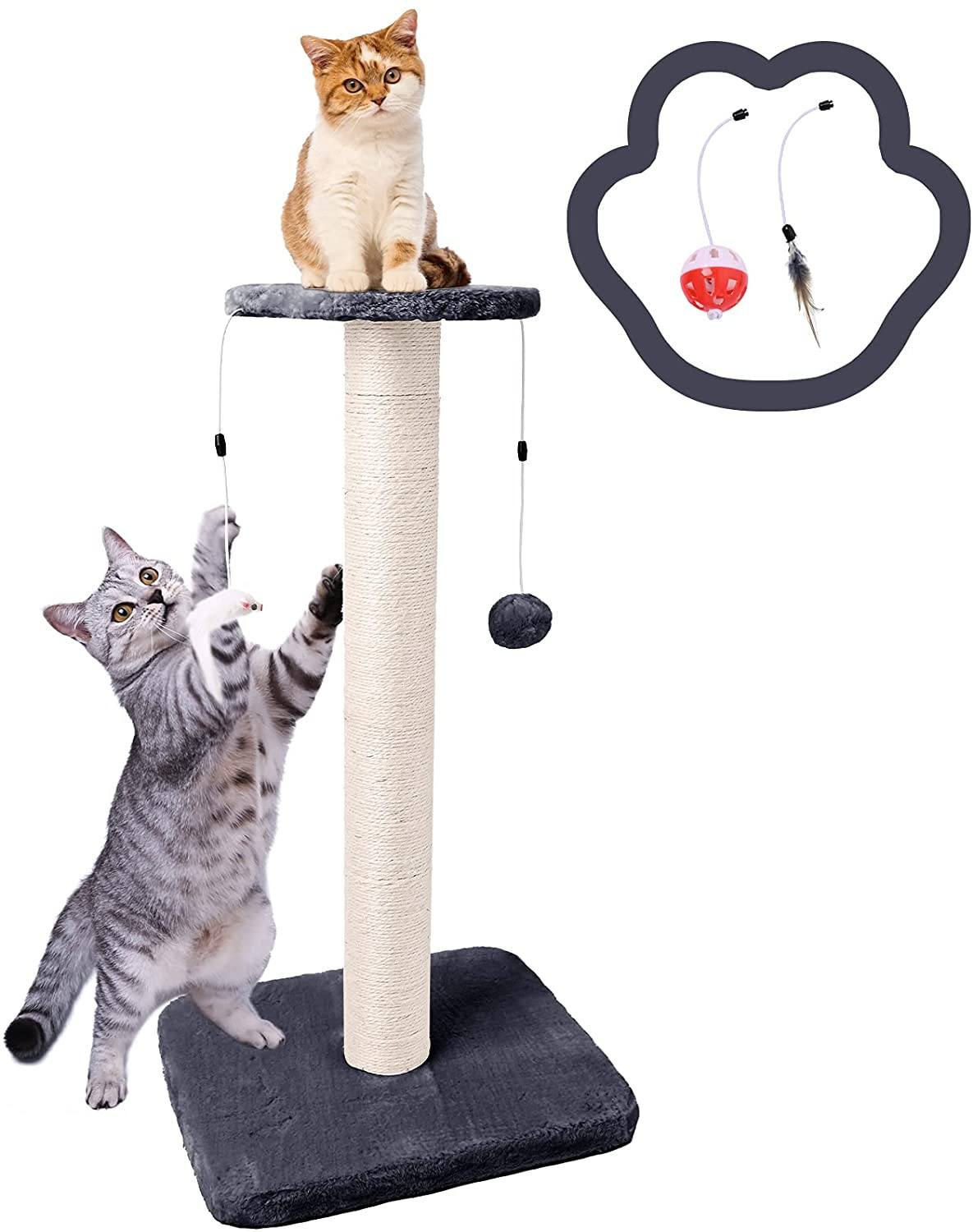30" Tall Cat Scratching Post, Sisal Rope Cat Claw Scratcher