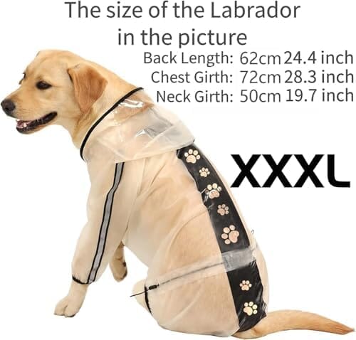 4 Legs Dog Rain Jacket with Reflective Stripe