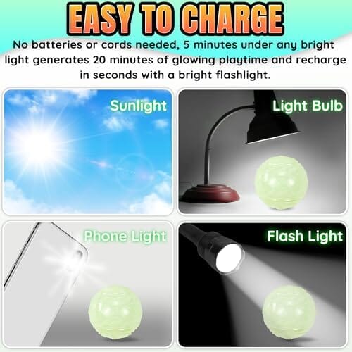 4-Pack Bouncy Glow in The Dark Dog Ball with Squeaker