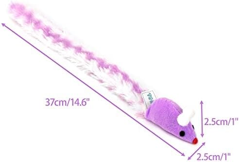 4 Packs 15 Inch Long Soft Plush Cat Toys Mice with Rattle Rustle Sound