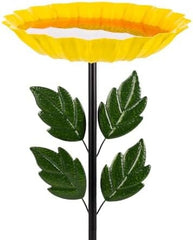 41 Inches Flower Standing Birdbath & Birdfeeder with Metal Stake