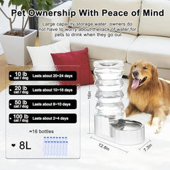 8L Pet Waterer Gravity Stainless Steel Water Dispenser