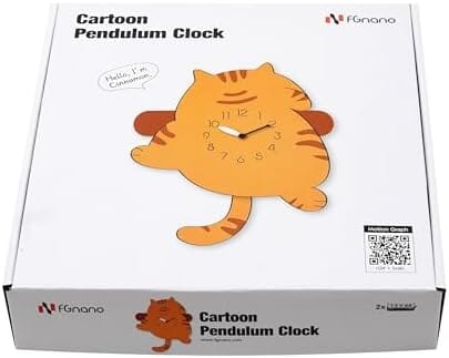 Adorable Cartoon-Style Cat-Shaped Pendulum Wall Clock