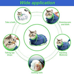 Breathable Mesh Cat Shower Bag Anti Scratch Adjustable Cat Grooming Bag