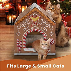 Cardboard Cat House with Scratch Pad and Catnip