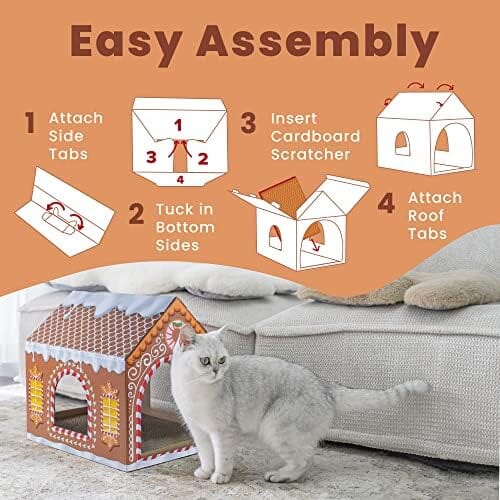 Cardboard Cat House with Scratch Pad and Catnip