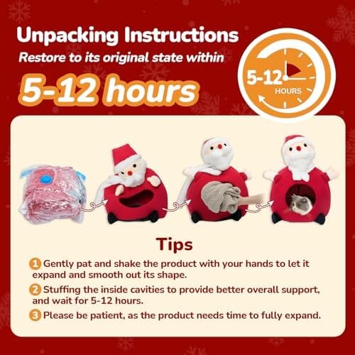 Cat Cave Cute Santa Claus with Warm Cushions