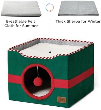 Cat House with Fluffy Ball Hanging