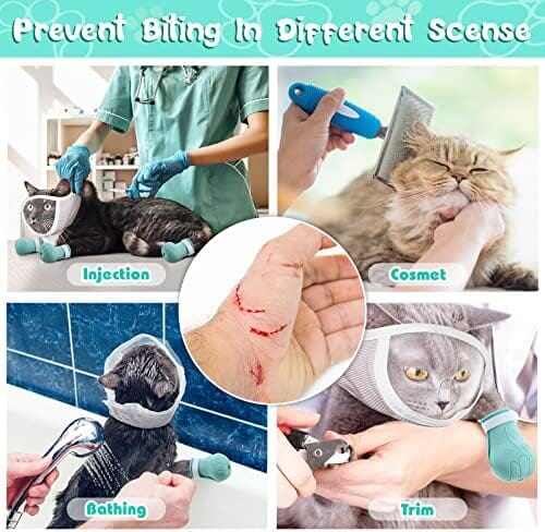 Cat Muzzle for Grooming with 4 Silicone Boots