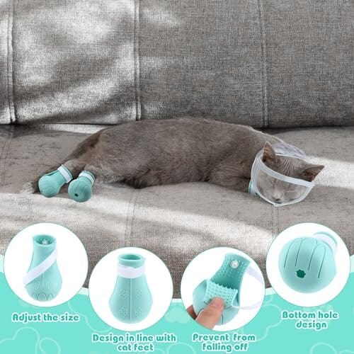 Cat Muzzle for Grooming with 4 Silicone Boots
